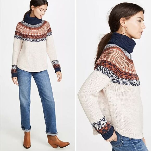 Madewell Sweaters - Madewell Brookdale Fair Isle Turtleneck Sweater Avalon Pink XS